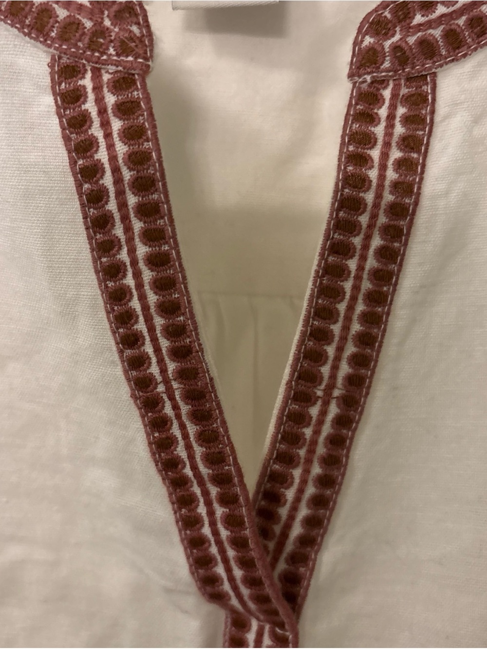Calypso St Barth-Large-w/Embroidered Balloon Sleeve-Cotton/Flax-Brown/Pink/White - Picture 4 of 5